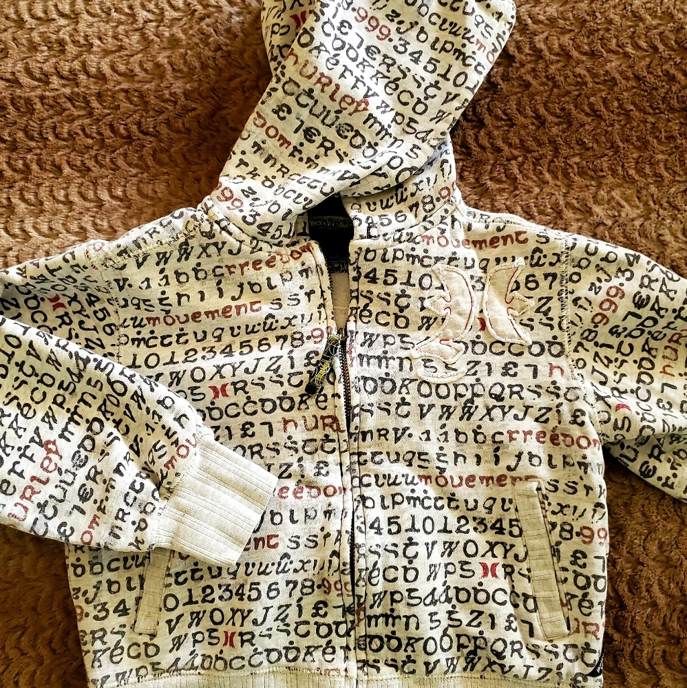 Like New Hurley Zip Up Hoodie Sweatshirt